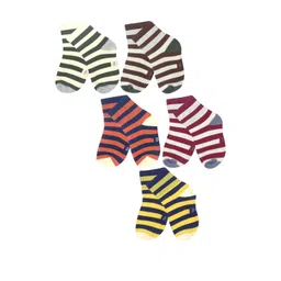 NESKA MODA Unisex Kids Pack Of 5 Multicolored Striped Ankle Length Socks-picture-30