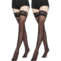 neska moda Women Pack of 2 Lace Stockings-picture-18