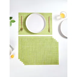 Nestasia 6Pcs Green & White Crosshatch Textured Anti-Slip Table Placemats-picture-20