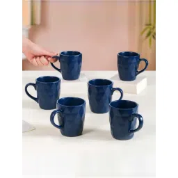 Nestasia Diamond Textured Navy Blue Ceramic Coffee Mugs Set Of 6 220ml-picture-25
