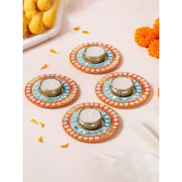 Nestasia Handmade Mirror Detailed Tea Light Candle Holders for Home & Floor Decoration (Set of 4)-picture-28