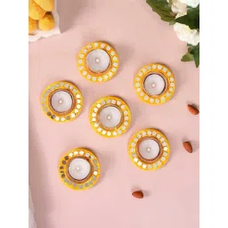 Nestasia Handmade Tea Light Candle Holders with Mirror Inlay for Decoration (Set of 6)-picture-43