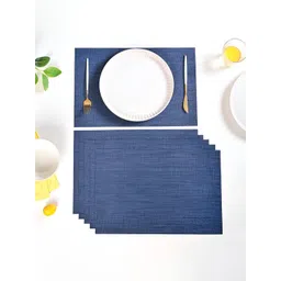 Nestasia Navy Blue 6 Pieces Crosshatch Textured Anti-Slip Table Placemats-picture-42