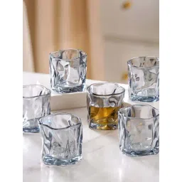 Nestasia Premium Quality Elevated Abstract Grey Translucent Drinking Glasses Set Of 6 , Each 200 ml-picture-45