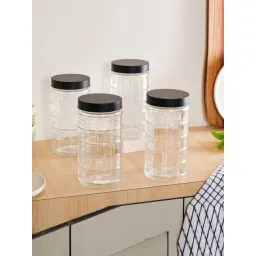 Nestasia Tall Glass Jars With Lid 1900ml - Set of 4 (Transparent & Black)-picture-41