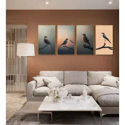 nestroots Bird Wall Art Collection Set of 4 Canvas Wall Painting Gold Frame-picture-20