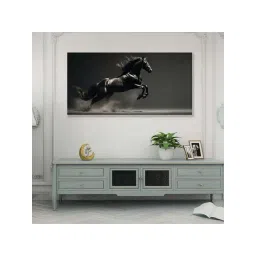 Nestroots Black Canvas Majestic Flight Stallion Wall Painting - White Floating Frame-picture-11