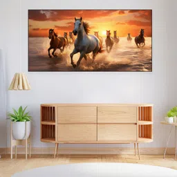 nestroots Brown 7 Horses Printed Framed Wall Painting-picture-29