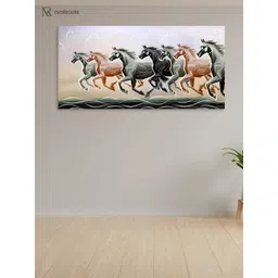 nestroots Brown & Black Horses Printed Canvas Painting Wall Art-picture-12