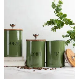 nestroots Cache Kitchen Canister Jars Olive - Set of 3-picture-33