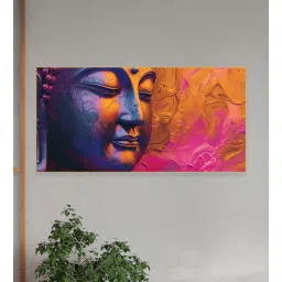 nestroots Canvas Framed Buddha Head with Vibrant Background Wall Painting-picture-30