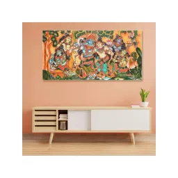 Nestroots Canvas Pattachitra Playfulness Of Krishna And Radha Wall Painting - Black Floating Frame-picture-30