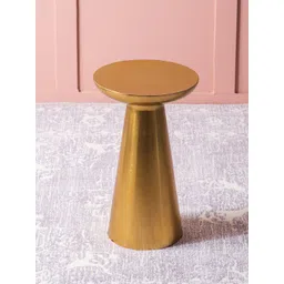 nestroots Gold Toned Round Shape Metal Bed Side Table-picture-20