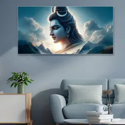 nestroots Grey Majestic Ganesha Over Urban Landscape Canvas Religious Wall Painting-picture-23