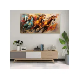 Nestroots Multicolor Canvas Majestic Horses In Ethereal Flight Wall Painting - White Floating Frame-picture-21
