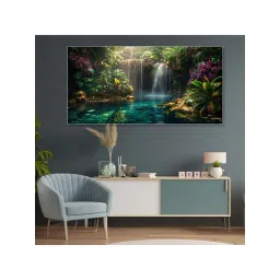 Nestroots Multicolor Canvas Woodland Waterfall Serenity Wall Painting - Black Floating Frame-picture-11