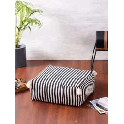 Nestroots Printed Black Cotton Foot Stool Floor Cushions with Filler-picture-22