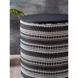 Nestroots Printed Black Cotton Ottoman image 2