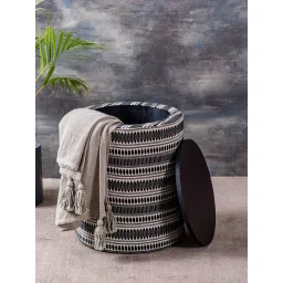 Nestroots Printed Black Cotton Ottoman image 3