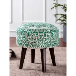 Nestroots Printed Green Cotton Canvas Ottoman-picture-43