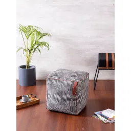 Nestroots Printed Grey Cotton Foot Stool Floor Cushions with Filler-picture-33