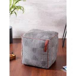 Nestroots Printed Grey Cotton Foot Stool Floor Cushions with Filler - Set of 2-picture-32