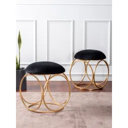 Nestroots Solid Black Velvet Puffy Pouffes Foot Stool Ottoman-picture-38