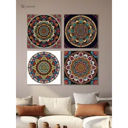 nestroots Vibrant Floral Red & Blue 4 Pieces Canvas Painting Wall Arts-picture-11