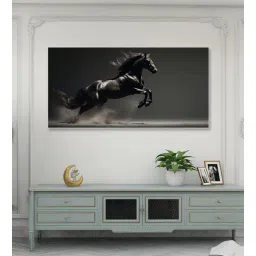 nestroots White Canvas Framed Majestic Flight of the Black Stallion Wall Painting-picture-10
