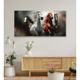 nestroots White Canvas Framed Majestic Horses in Dramatic Flight Wall Painting(12X24 Inch)-picture-19
