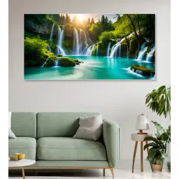 nestroots White Canvas Framed Majestic Waterfall in Plitvice Lake Wall Painting(12X24 Inch)-picture-33