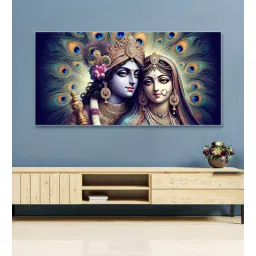nestroots White Canvas Framed Radha Krishna: Colors of Love Wall Painting(12X24 Inch)-picture-21