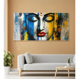 nestroots White Canvas Framed Radiant Serenity: Shiva's Essence Wall Painting(24X48 Inch)-picture-20