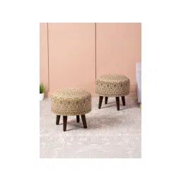 Nestroots Yellow Cotton Wooden Ottoman (Pack of 2)-picture-11