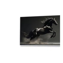 nestroots White Canvas Framed Majestic Flight of the Black Stallion Wall Painting image 5