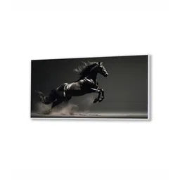 nestroots White Canvas Framed Majestic Flight of the Black Stallion Wall Painting image 3