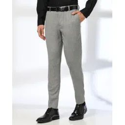 netplay Men Checked Slim Fit Flat-Front Trousers-picture-12