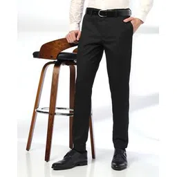 netplay Men Slim Fit Flat-Front Dobby Trousers-picture-13