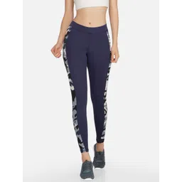 NEU LOOK FASHION Women Navy Blue & Black Camo Printed Gym Tights-picture-12