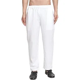 by Dhrohar Cotton Lounge/Pajama Pants Elastic Wistband For Men With Side Pockets - White-image-39