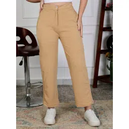 NEUDIS Beige Regular Fit Mid Rise Trousers-picture-21