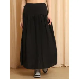NEUDIS Black Cotton Ankle Length Skirt-picture-28