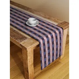 NEUDIS Blue & Red Hand Woven Cotton 6 Seater Table Runner - Set of 1-picture-12