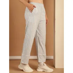NEUDIS Blue & White Cotton Stripes Trousers-picture-29
