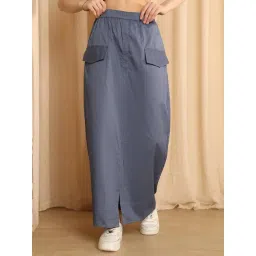 NEUDIS Blue Cotton Ankle Length Skirt-picture-22