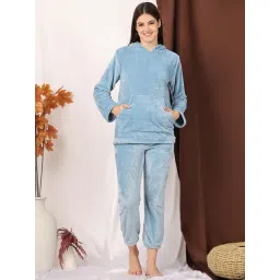 NEUDIS Blue Fleece Regular Fit Hoodie with Jogger Set-picture-40