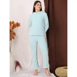 NEUDIS Blue Fleece Regular Fit Sweatshirt with Joggers Set-picture-39