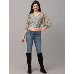 NEUDIS Blue Printed Crop Top image 4