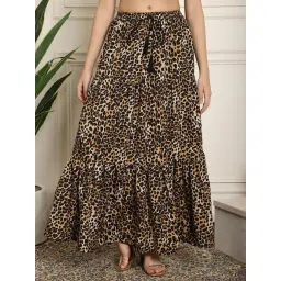 NEUDIS Brown & Black Animal Print Maxi Skirt-picture-10