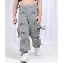 NEUDIS Cotton Pockets Detailed Solid Cargo Pants - Dark Grey-picture-18